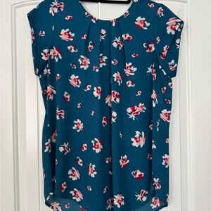 41 Hawthorn Teal and Red Floral Blouse